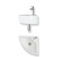 Fonteinset Essential hoek keramiek 32x32x13 cm wit glans