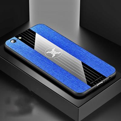 Voor OPPO A57 XINLI stiksels doek Textue schokbestendig TPU beschermhoes (blauw)