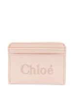 Chloé logo-embroidered leather cardholder - Rose - thumbnail