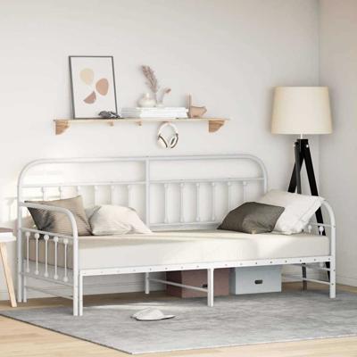 Bedframe voor een daybed met hoofdeinde Wit 90 x 190 cm Staal