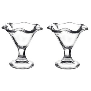 Set van 2x stuks ijs/sorbet coupes op voet - glas - 240 ml - IJscoupe glazen/schaaltjes