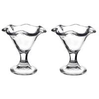 Set van 2x stuks ijs/sorbet coupes op voet - glas - 240 ml - IJscoupe glazen/schaaltjes