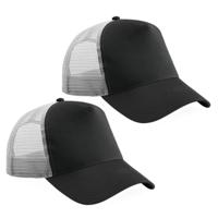 2x Truckers baseball cap zwart/grijs voor volwassenen