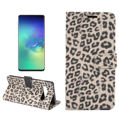 Luipaard textuur PU + TPU horizontale Flip lederen case voor Galaxy S10 Plus met houder & kaartsleuven & portemonnee (bruin)