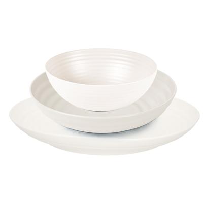 Plasticforte camping borden set - wit - kunststof - 3 soorten - 18x stuks - onbreekbaar servies