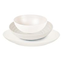 Plasticforte camping borden set - wit - kunststof - 3 soorten - 18x stuks - onbreekbaar servies