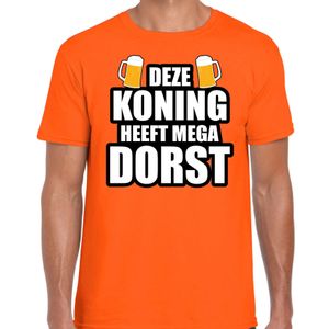 Deze Koning heeft mega dorst / bier t-shirt oranje voor heren - Koningsdag shirts