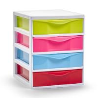 Ladekastje bureau organizer - 4x lades - mix kleuren - L18 x B22 x H23 cm - kunststof Ladekastje bureau organizer - 4x lades - mix kleuren - L18 x B22 x H23 cm - kunststof