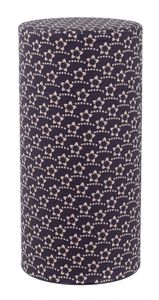 Roestvrijstalen Theeblik Donkerblauw met Bloemenpatroon - 200 gr - 7.6 x 15.5 cm