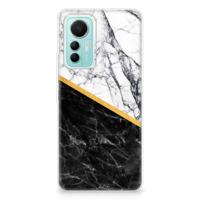 Xiaomi 12 Lite | TPU | Siliconen hoesje | Marmer Wit Zwart - Origineel Cadeau Man