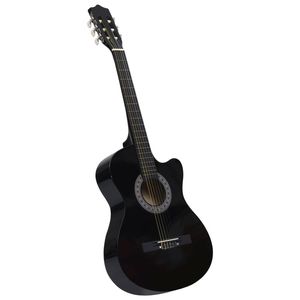 vidaXL Gitaar cutaway met 6 snaren western klassiek 38"" zwart