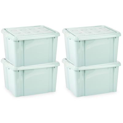 Multi Storage Opslagbox met deksel - 4x - mintgroen - 25 liter - 42 x 25 x 30 cm - kunststof