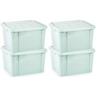 Multi Storage Opslagbox met deksel - 4x - mintgroen - 25 liter - 42 x 25 x 30 cm - kunststof