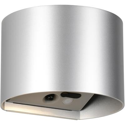 LED Tuinverlichting - Trion Elan - Wandlamp Buitenlamp - 2 Lichtpunten Boven en Onder van 1 Watt - Warm Wit 3000K - Bewegingssensor - Op Batterijen - Halfrond - Titaan - Kunststof