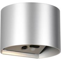 LED Tuinverlichting - Trion Elan - Wandlamp Buitenlamp - 2 Lichtpunten Boven en Onder van 1 Watt - Warm Wit 3000K - Bewegingssensor - Op Batterijen - Halfrond - Titaan - Kunststof