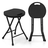 2-Delige Set Klapstoelen Opvouwbare Stoel met Draaghandvat 150 kg Draagvermogen Voor Keuken Tuin Zwart