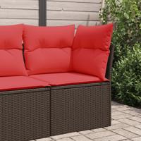 Tuinhoekbank met kussens poly rattan bruin