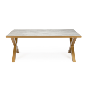 Stalux Eettafel 'Roos' 240 x 100cm, kleur goud / beton