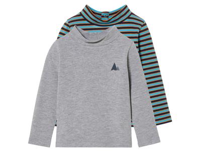 lupilu 2 kinder thermoshirts (86/92, Grijs/blauw/donkerblauw)