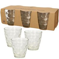 12x Stuks transparante waterglazen/drinkglazen cirkels relief 300 ml van glas