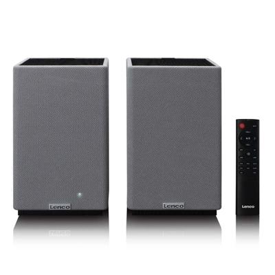 LENCO SPB-240BKGY - Set van 2 HiFi stereo Bluetooth® speakers - Krachtig geluid in een stijlvol design - Zwart/Grijs