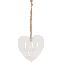 Hanger | hout | met koord | 5x5cm | LOVE | wit | 24 stuks