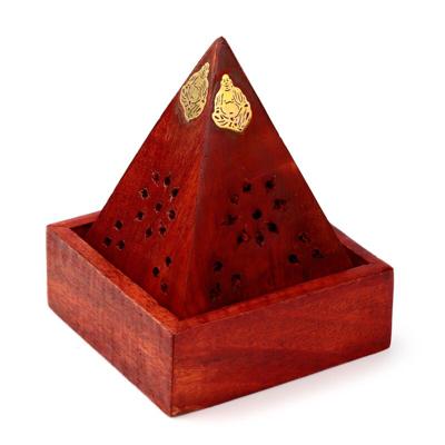 Mango Hout Piramide Wierookhouder Kegels Boeddha Lijstwerk