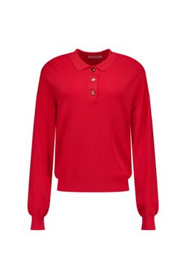 Pelin fancy button polo - coral red - 13698