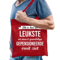 Pensioen cadeau tas - Leukste Gepensioneerde - rood - VUT - tote bag/shopper - thumbnail