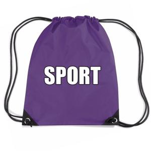Nylon sport gymtasje / sporttasje / zwemtasje - paars - jongens en meisjes