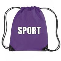 Nylon sport gymtasje / sporttasje / zwemtasje - paars - jongens en meisjes