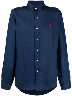 Polo Ralph Lauren chemise en lin à motif ourson - Bleu