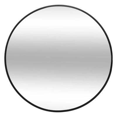 Atmosphera Spiegel/wandspiegel - rond - Dia 38 cm - metaal/glas - zwart