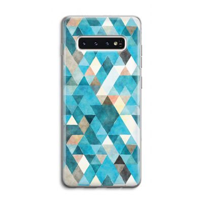 Gekleurde driehoekjes blauw: Samsung Galaxy S10 4G Transparant Hoesje