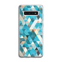 Gekleurde driehoekjes blauw: Samsung Galaxy S10 4G Transparant Hoesje