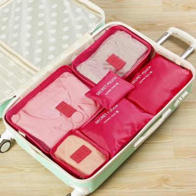 6 STKS/set reistas ClothesLuggage organisator hoge capaciteit mesh verpakking kubussen (Rose Red)
