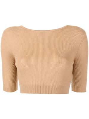 Cashmere In Love haut crop Liza à dos ouvert - Marron