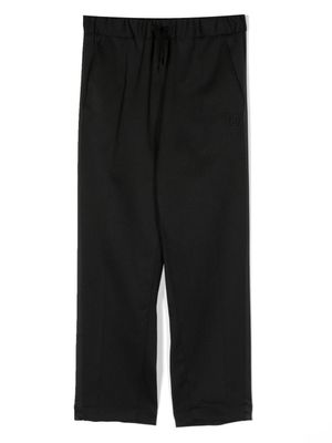 MM6 Maison Margiela Kids pantalon droit à logo brodé - Noir