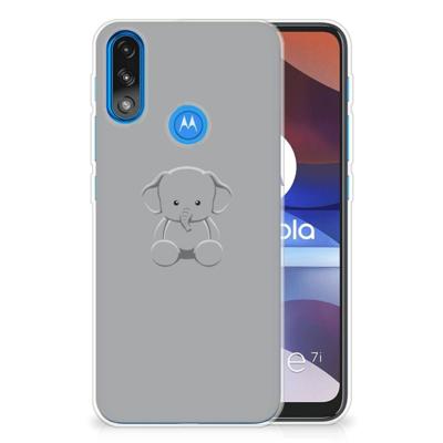 Motorola Moto E7/E7i Power Telefoonhoesje met Naam Grijs Baby Olifant Motorola Moto E7/E7i Power Telefoonhoesje met Naam Grijs Baby Olifant