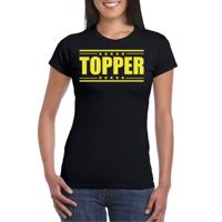 Verkleed T-shirt voor dames - topper - zwart - geel glitters - feestkleding - thumbnail