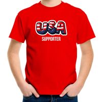 Rood t-shirt usa / Amerika supporter EK/ WK voor kinderen - thumbnail