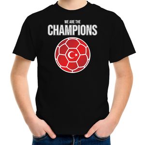 Turkije EK/ WK supporter t-shirt we are the champions met Turkse voetbal zwart kinderen