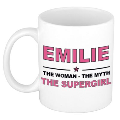 Emilie The woman, The myth the supergirl cadeau koffie mok / thee beker 300 ml