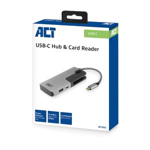 ACT AC7052 interface hub USB 3.2 Gen 1 (3.1 Gen 1) Type-C 5000 Mbit/s Zwart, Grijs