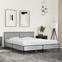 Bedframe bewerkt hout metaal grijs sonoma eiken 150x200 cm