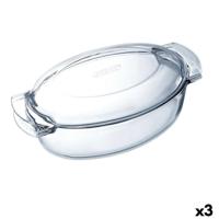 Ovenschaal Pyrex Classic Vidrio Transparant Glas Ovaalvormig 39 x 23 x 15 cm Met deksel (3 Stuks)