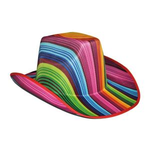 Gekleurde gestreepte cowboyhoed - Carnaval verkleed hoeden regenboog kleuren