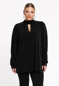 Yoek Tuniek flare met plooien | Zwart | Maat 42/44