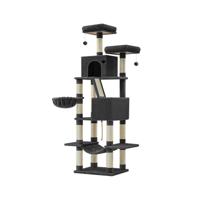 Krabpaal met meerdere niveaus voor speelse katten, inktzwart
