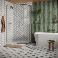 Crosswater Asura Kwartronde Douchedeur - 8mm - 100x80cm - met zijwand - hendel gehamerd - geborsteld RVS SW1208450/SW1176421
